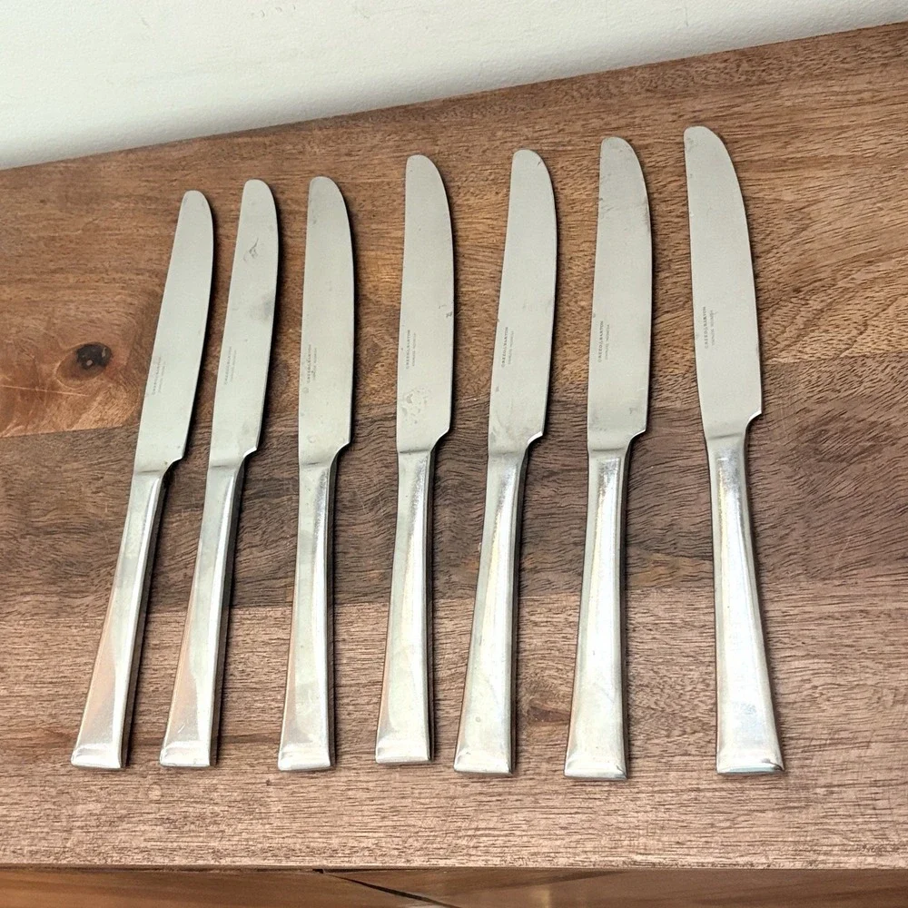 Reed & Barton Contemporary Dinner Knives 18/10 Stainless Steel Flatware Lot Of 7